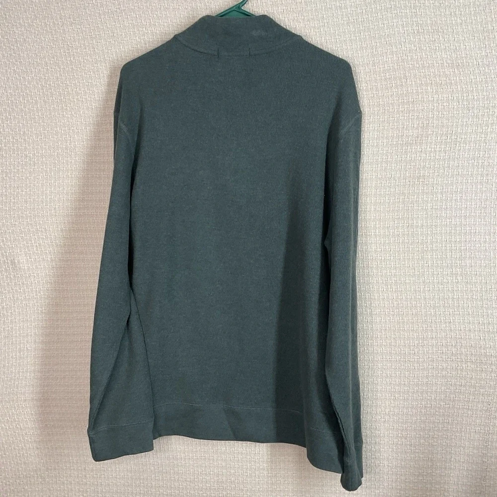 BANANA‎ REPUBLIC Men's Sweater Sz L Forest Green Cotton Blend 1/4 Zip Turtleneck